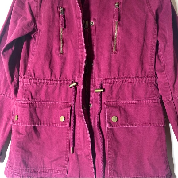 Arizona Jean company maroon burgundy red military utility jacket sz m like new - Picture 5 of 9
